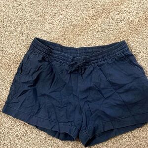 Old navy rayon/viscose blue shorts. Elastic waist with tie.